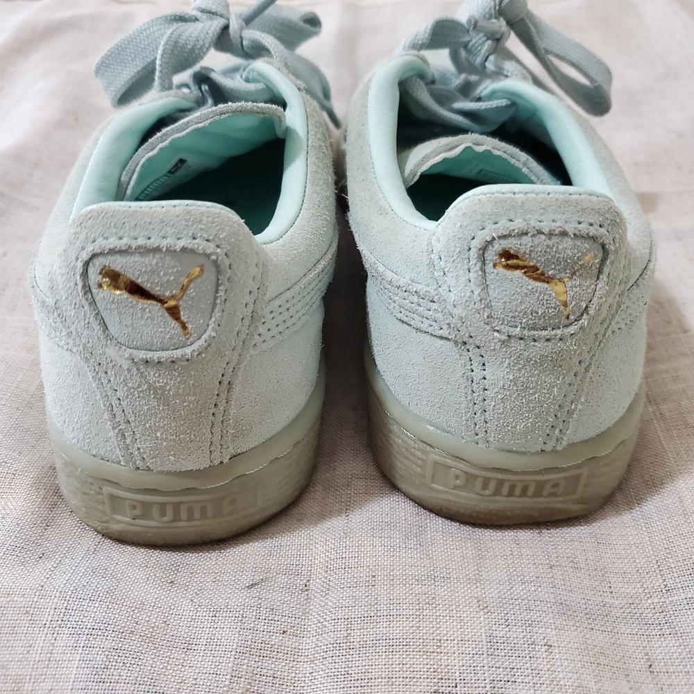 Puma Mint Blue Suede Sneakers US size 4 - Picture 3 of 6